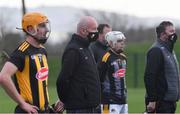 16 January 2022; Kilkenny manager Brian Cody, centre, observes a moments silence in memory of the late Ashling Murphy before the Walsh Cup Group B match between Kilkenny and Laois at John Lockes GAA Club in Callan, Kilkenny. Photo by Ray McManus/Sportsfile