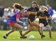 16 January 2022; Emma Duggan of St Peter's Dunboyne in action against Eimear Meaney of Mourneabbey during the 2021 currentaccount.ie All-Ireland Ladies Senior Club Football Championship semi-final match between Mourneabbey and St Peter's Dunboyne at Clyda Rovers GAA, in Cork. Photo by Seb Daly/Sportsfile