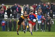 16 January 2022; Shelly Melia of St Peter's Dunboyne in action against Eimear Meaney of Mourneabbey during the 2021 currentaccount.ie All-Ireland Ladies Senior Club Football Championship semi-final match between Mourneabbey and St Peter's Dunboyne at Clyda Rovers GAA, in Cork. Photo by Seb Daly/Sportsfile