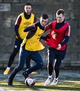 17 January 2022; Ben McCormack, left, and Mark Doyle during a St Patrick's Athletic training session at Ballyoulster United Football Club in Kildare. Photo by Piaras Ó Mídheach/Sportsfile