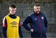 17 January 2022; Manager Tim Clancy with Ben McCormack during a St Patrick's Athletic training session at Ballyoulster United Football Club in Kildare. Photo by Piaras Ó Mídheach/Sportsfile