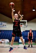 18 January 2022; Kate O'Neill of Pipers Hill College takes a free throw during the Pinergy Basketball Ireland U19 C Girls Schools Cup Final match between Mount Anville, Dublin, and Pipers Hill College, Kildare, at the National Basketball Arena in Dublin. Photo by Ben McShane/Sportsfile