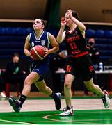 18 January 2022; Sofia Fernandez Bustos of St Louis SS in action against Kate O'Neill of Pipers Hill College during the Pinergy Basketball Ireland U16 C Girls Schools Cup Final match between Pipers Hill College, Naas, Kildare, and St Louis SS, Dundalk, Louth, at the National Basketball Arena in Dublin. Photo by Ben McShane/Sportsfile