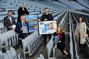 18 January 2022; In attendance at the launch of the Introduction to Coaching Gaelic Games at Croke Park in Dublin, are, from left, Uachtarán Cumann Peil Gael na mBan, Mícheál Naughton, Lyn Savage, National Development Manager, LGFA, Uachtarán Chumann Lúthchleas Gael Larry McCarthy, Shane Flanagan, Director of Coaching & Games, GAA, Hilda Breslin, President of the Camogie Association, and Louise Conlon, Technical Development & Participation Manager, Camogie Association. Photo by Sam Barnes/Sportsfile