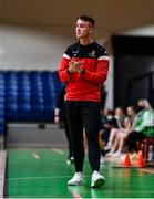 18 January 2022; Pipers Hill College coach Aaron Whelan during the Pinergy Basketball Ireland U16 C Girls Schools Cup Final match between Pipers Hill College, Naas, Kildare, and St Louis SS, Dundalk, Louth, at the National Basketball Arena in Dublin. Photo by Ben McShane/Sportsfile