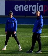 18 January 2022; Jonathan Sexton and head coach Leo Cullen during a Leinster Rugby squad training session at Energia Park in Dublin. Photo by Harry Murphy/Sportsfile