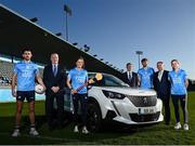 19 January 2022; PEUGEOT Ireland has been announced as the new official car partner to Dublin GAA, in a three-year agreement across all four codes (Senior Football, Senior Hurling, Camogie and Ladies Football). In attendance during the launch at Parnell Park are Dublin players, from left, Niall Scully, Aoife Whelan, Ronan Hayes and Nicole Owens with Peugeot representatives, from left, Sean Kearns, Head of Aftersales, Luke Messitt, Sales Director and Managing Director Des Cannon. Photo by David Fitzgerald/Sportsfile