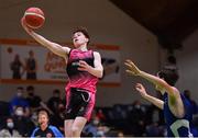 19 January 2022; Liam Price of St Munchin’s College in action against Maitiú Heckmann of Blackrock College during the Pinergy Basketball Ireland U19 B Boys Schools Cup Final match between Blackrock College, Dublin, and St Munchin’s College, Limerick, at the National Basketball Arena in Dublin. Photo by Piaras Ó Mídheach/Sportsfile