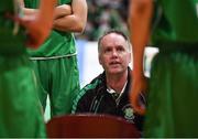 19 January 2022; St Malachy's College coach Adrian Fulton speaking to his players during a time-out during the Pinergy Basketball Ireland U19 A Boys Schools Cup Final match between St Malachy’s College, Belfast, and Mercy Mounthawk, Tralee, Kerry, at the National Basketball Arena in Dublin. Photo by Piaras Ó Mídheach/Sportsfile