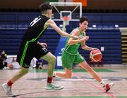 19 January 2022; Ryan Calo of St Malachy's College in action against Daniel Bowler of Mercy Mounthawk during the Pinergy Basketball Ireland U19 A Boys Schools Cup Final match between St Malachy’s College, Belfast, and Mercy Mounthawk, Tralee, Kerry, at the National Basketball Arena in Dublin. Photo by Piaras Ó Mídheach/Sportsfile
