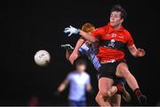 19 January 2022; Michael O'Gara of UCC in action against Ryan O'Toole of UCD during the Electric Ireland Higher Education GAA Sigerson Cup Round 2 match between University College Dublin and University College Cork at UCD Billings Park in Dublin. Photo by Stephen McCarthy/Sportsfile