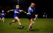 19 January 2022; Sarah Delaney of UCD in action against Ciara Brennan of WIT during the Ashbourne Cup Round 2 match between University College Dublin and Waterford Institute of Technology at UCD in Dublin. Photo by Stephen McCarthy/Sportsfile