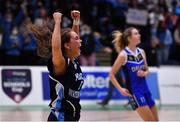 19 January 2022; Illana Fitzgerald Our Lady of Mercy celebrates after her side's victory in the Pinergy Basketball Ireland U19 A Girls Schools Cup Final match between Loreto Abbey Dalkey, Dublin, and Our Lady of Mercy, Waterford, at the National Basketball Arena in Dublin. Photo by Piaras Ó Mídheach/Sportsfile