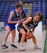 19 January 2022; Illana Fitzgerald Our Lady of Mercy in action against Maria Reynolds of Loreto Abbey Dalkey during the Pinergy Basketball Ireland U19 A Girls Schools Cup Final match between Loreto Abbey Dalkey, Dublin, and Our Lady of Mercy, Waterford, at the National Basketball Arena in Dublin. Photo by Piaras Ó Mídheach/Sportsfile