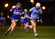 19 January 2022; Aoife Whelan of UCD in action against Clodagh Tynan of WIT during the Ashbourne Cup Round 2 match between University College Dublin and Waterford Institute of Technology at UCD in Dublin. Photo by Stephen McCarthy/Sportsfile