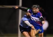 19 January 2022; Ciara Doyle of WIT in action against Moira Barrett of UCD during the Ashbourne Cup Round 2 match between University College Dublin and Waterford Institute of Technology at UCD in Dublin. Photo by Stephen McCarthy/Sportsfile