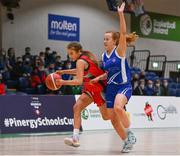 20 January 2022; Kelly Bracken of Colaiste Chiarain in action against Alli Walsh of Crescent Comprehensive during the Pinergy Basketball Ireland U16 A Girls Schools Cup Final match between Colaiste Chiarain, Leixlip, Kildare and Crescent Comprehensive, Limerick, at the National Basketball Arena in Dublin. Photo by Harry Murphy/Sportsfile