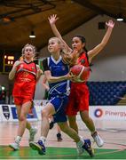 20 January 2022; Ava Crean of Crescent Comprehensive in action against Ciara Farrell of Colaiste Chiarain during the Pinergy Basketball Ireland U16 A Girls Schools Cup Final match between Colaiste Chiarain, Leixlip, Kildare and Crescent Comprehensive, Limerick, at the National Basketball Arena in Dublin. Photo by Harry Murphy/Sportsfile