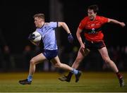 19 January 2022; Kieran Kennedy of UCD in action against Michael O'Gara of UCC during the Electric Ireland Higher Education GAA Sigerson Cup Round 2 match between University College Dublin and University College Cork at UCD Billings Park in Dublin. Photo by Stephen McCarthy/Sportsfile