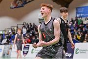 20 January 2022; Sean Morrissey of Crescent Comprehensive celebrates after his side's victory in the Pinergy Basketball Ireland U16 B Boys Schools Cup Final match between St Louis CS, Kiltimagh, Mayo and Crescent Comprehensive, Limerick, at the National Basketball Arena in Dublin. Photo by Harry Murphy/Sportsfile