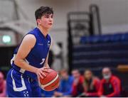 19 January 2022; Patrick Morris of Blackrock College during the Pinergy Basketball Ireland U19 B Boys Schools Cup Final match between Blackrock College, Dublin, and St Munchin’s College, Limerick, at the National Basketball Arena in Dublin. Photo by Piaras Ó Mídheach/Sportsfile