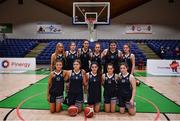 20 January 2022; The Colaiste Muire Crosshaven team before the Pinergy Basketball Ireland U16 B Girls Schools Cup Final match between OLSPCK, Belfast, and Colaiste Muire Crosshaven, Cork, at the National Basketball Arena in Dublin. Photo by Harry Murphy/Sportsfile