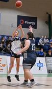 20 January 2022; Eimear Napier of OLSPCK in action against Lauren O'Connor of Colaiste Muire Crosshaven during the Pinergy Basketball Ireland U16 B Girls Schools Cup Final match between OLSPCK, Belfast, and Colaiste Muire Crosshaven, Cork, at the National Basketball Arena in Dublin. Photo by Harry Murphy/Sportsfile