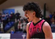 19 January 2022; Patryk Rejkowicz of St Munchin's College celebrates after his side's victory in the Pinergy Basketball Ireland U19 B Boys Schools Cup Final match between Blackrock College, Dublin, and St Munchin’s College, Limerick, at the National Basketball Arena in Dublin. Photo by Piaras Ó Mídheach/Sportsfile