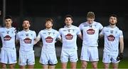 19 January 2022; Kildare players, from left, Tom Harrington, Davy O’Neill, Tony Archbold, David Hyland, Daniel Flynn and Kevin Flynn before the O'Byrne Cup Semi-Final match between Laois and Kildare at Netwatch Cullen Park in Carlow. Photo by Seb Daly/Sportsfile