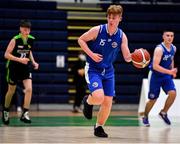 19 January 2022; Andrew Moffat of Malahide Community College during the Pinergy Basketball Ireland U16 A Boys Schools Cup Final match between Malahide Community College, Dublin, and Mercy Mounthawk, Tralee, Kerry, at the National Basketball Arena in Dublin. Photo by Piaras Ó Mídheach/Sportsfile