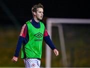 21 January 2022; Billy King of St Patrick's Athletic during the warm-up before pre-season friendly match between Bohemians and St Patrick's Athletic at the FAI National Training Centre in Abbotstown, Dublin. Photo by Piaras Ó Mídheach/Sportsfile