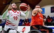 22 January 2022; Derek Hegarty of Rebel Wheelers claims a rebound ahead of Patrick Forbes of Killester BC during the InsureMyHouse.ie IWA Cup final match between Killester BC, Dublin, and Rebel Wheelers, Cork, at National Basketball Arena in Tallaght, Dublin. Photo by Brendan Moran/Sportsfile