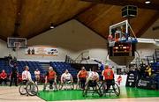 22 January 2022; Derek Hegarty of Rebel Wheelers scores a free throw during the InsureMyHouse.ie IWA Cup final match between Killester BC, Dublin, and Rebel Wheelers, Cork, at National Basketball Arena in Tallaght, Dublin. Photo by Brendan Moran/Sportsfile