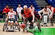 22 January 2022; Barry Cooke of Killester in action against Conor Coughlan of Rebel Wheelers during the InsureMyHouse.ie IWA Cup final match between Killester BC, Dublin, and Rebel Wheelers, Cork, at National Basketball Arena in Tallaght, Dublin. Photo by Brendan Moran/Sportsfile