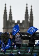 22 January 2022; Leinster supporters wave flags before the Heineken Champions Cup Pool A match between Bath and Leinster at The Recreation Ground in Bath, England. Photo by Harry Murphy/Sportsfile
