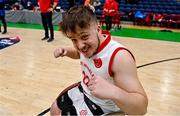22 January 2022; Darragh O'Regan of Rebel Wheelers celebrates after the InsureMyHouse.ie IWA Cup final match between Killester BC, Dublin, and Rebel Wheelers, Cork, at National Basketball Arena in Tallaght, Dublin. Photo by Brendan Moran/Sportsfile