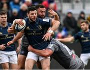22 January 2022; Robbie Henshaw of Leinster is tackled by Will Stuart and Will Spencer of Bath during the Heineken Champions Cup Pool A match between Bath and Leinster at The Recreation Ground in Bath, England. Photo by Harry Murphy/Sportsfile
