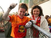 22 January 2022; Kathryn Sullivan of Castlebar Mitchels celebrates with her mother Mary after the 2021 currentaccount.ie All-Ireland Ladies Intermediate Club Football Championship Semi-Final match between Castlebar Mitchels, Mayo and Castleisland Desmonds, Kerry at Páirc Josie Munnelly in Castlebar, Mayo. Photo by Michael P Ryan/Sportsfile