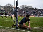 22 January 2022; Jimmy O'Brien of Leinster scores his side's tenth try during the Heineken Champions Cup Pool A match between Bath and Leinster at The Recreation Ground in Bath, England. Photo by Harry Murphy/Sportsfile