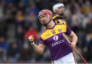 22 January 2022; Cathal Dunbar of Wexford celebrates after scoring his side's second goal during the Walsh Cup Round 3 match between Wexford and Kilkenny at Chadwicks Wexford Park in Wexford. Photo by Matt Browne/Sportsfile