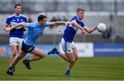 22 January 2022; Seán O’Flynn of Laois in action against Cormac Costello of Dublin during the O'Byrne Cup Final match between Dublin and Laois at Netwatch Cullen Park in Carlow. Photo by Daire Brennan/Sportsfile