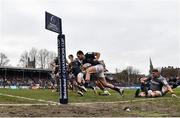 22 January 2022; Hugo Keenan of Leinster on his way to scoring his side's eighth try during the Heineken Champions Cup Pool A match between Bath and Leinster at The Recreation Ground in Bath, England. Photo by Harry Murphy/Sportsfile