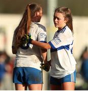 22 January 2022; Castleisland Desmonds players Paris McCarthy, left, and Kate O'Connor after the 2021 currentaccount.ie All-Ireland Ladies Intermediate Club Football Championship Semi-Final match between Castlebar Mitchels, Mayo and Castleisland Desmonds, Kerry at Páirc Josie Munnelly in Castlebar, Mayo. Photo by Michael P Ryan/Sportsfile