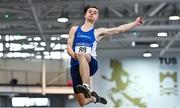 22 January 2022; Danny Hagan of Waterford AC, competing in the long jump event of the junior men's heptathlon during the Irish Life Health Indoor Combined Events All Ages at TUS in Athlone, Westmeath. Photo by Sam Barnes/Sportsfile