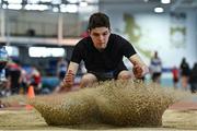 22 January 2022; Oleksandr Sachov of Athlone IT AC, Westmeath, competing in the long jump event of the junior men's heptathlon during the Irish Life Health Indoor Combined Events All Ages at TUS in Athlone, Westmeath. Photo by Sam Barnes/Sportsfile