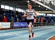 22 January 2022; Odhrán O Sullivan of Midleton AC, Cork, competing in the 800m event of the under-16 boy's pentathlon during the Irish Life Health Indoor Combined Events All Ages at TUS in Athlone, Westmeath. Photo by Sam Barnes/Sportsfile