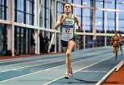 22 January 2022; Claudia Coyle of Craughwell AC, Galway, competing in the 800m event of the under-14 girl's pentathlon during the Irish Life Health Indoor Combined Events All Ages at TUS in Athlone, Westmeath. Photo by Sam Barnes/Sportsfile