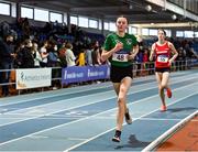 22 January 2022; Ellis McHugh of Ferrybank AC, Waterford, competing in the 800m event of the under-15 girl's pentathlon during the Irish Life Health Indoor Combined Events All Ages at TUS in Athlone, Westmeath. Photo by Sam Barnes/Sportsfile