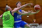 22 January 2022; Cian Heaphy of Coughlan C&S Neptune in action against Kieran Donaghy of Garvey's Tralee Warriors during the InsureMyHouse.ie Pat Duffy Men’s National Cup Final match between C&S Neptune, Cork, and Garvey's Warriors Tralee, Kerry, at National Basketball Arena in Tallaght, Dublin. Photo by Brendan Moran/Sportsfile