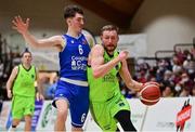 22 January 2022; Daniel Jokubaitis of Garvey's Tralee Warriors in action against Cian Heaphy of Coughlan C&S Neptune during the InsureMyHouse.ie Pat Duffy Men’s National Cup Final match between C&S Neptune, Cork, and Garvey's Warriors Tralee, Kerry, at National Basketball Arena in Tallaght, Dublin. Photo by Brendan Moran/Sportsfile